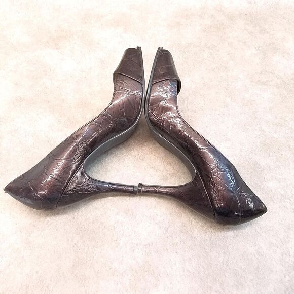 Rampage Womens Mystic Size 8 Brown Slip On Peep Toe 3.5" Heel Pumps - Picture 8 of 10